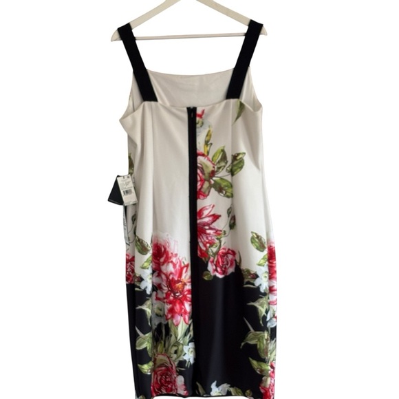 Adrianna Papell NWT Floral Square Neck Scuba Knee Length Sheath Dress Size 16 - Picture 8 of 11